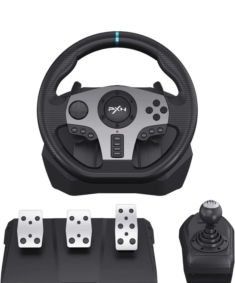 PXN V9 Gaming Lenkrad + Pedale + Schalthebel für Playstation/XBox/PC/Switch