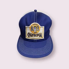 Vintage OLYMPIA BEER Snapback Trucker Hat K-PRODUCTS Brand Mesh USA Patch OLY