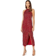 Adrianna Papell Beaded Halter Ballet Dress, Cranberry Red, Size 8