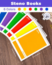 Steno Pads Spiral 6X9 12 Pack Gregg Rule Notebooks 6 Assorted Covers 60 Sheets