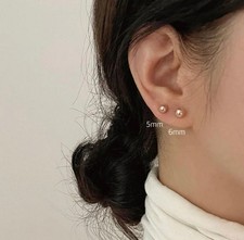 14K Solid Gold 2mm 3mm 4mm 5mm 7mm Ball Stud Push Back/Screw Back Earrings, Pair