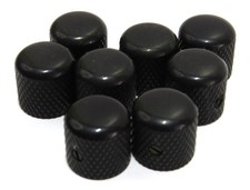 Assorted Knurled Barrel Metal Black Dome Top Guitar Knobs w/Set Screws, Lot of 8