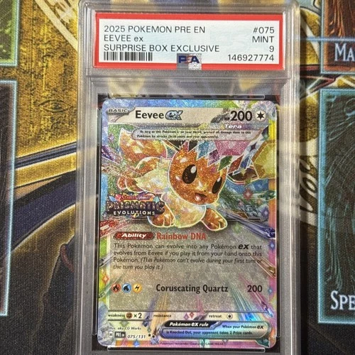 EEVEE #075 SURPRISE BOX EXCLUSIVE STAMPED PROMO 2025 POKEMON PRISMATIC PSA 9