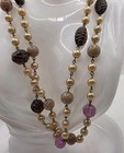 Retro Vintage 28 Inches Wrap Necklace Ivory, Lavender, Tan And Purple Beads — photo 1