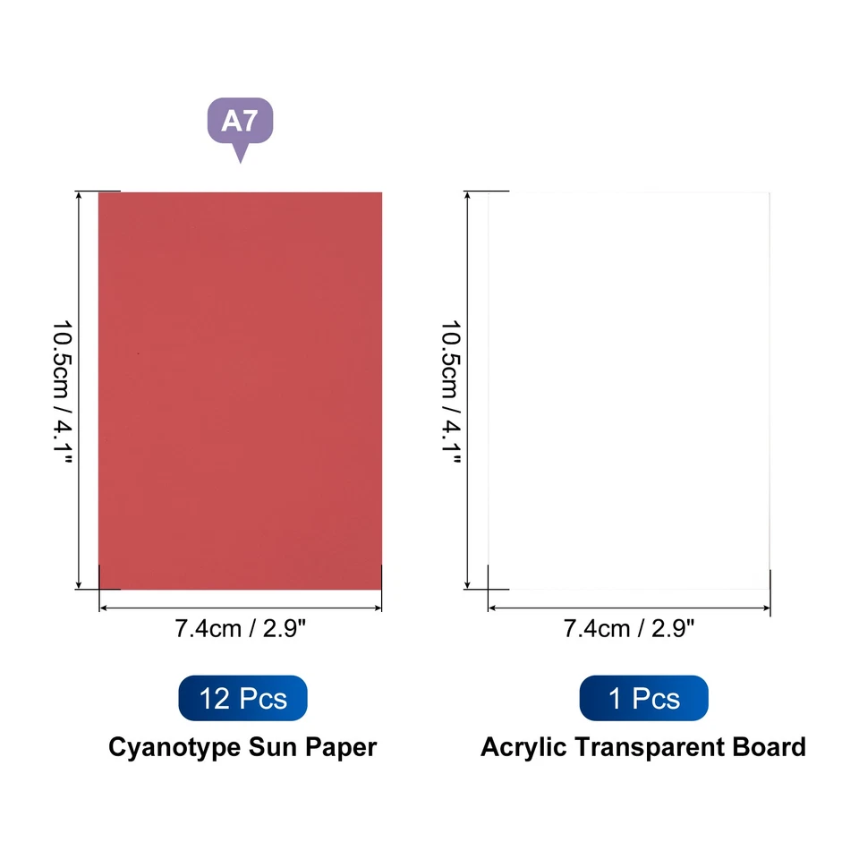 Papel Cianotipo, 12 Hojas Papel Impresión Sol Rojo Artesanía con Tablero, 2.9x4.1" Foto 2 de 4