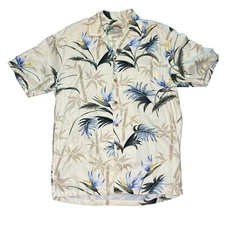 Vintage Paradise Found Shirt Men's Medium Ivory Floral Soft Made In Hawaii