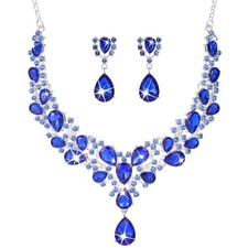 Bridal Wedding Jewelry Set for Women/Brides/Bridesmaids Silver Blue  Blue