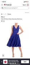 Eliza J 3d Appliqué V-neck Fit & Flare Cocktail Dress Navy Women's Sz 2PMSRP$278
