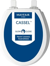 MAYFAIR Cassel Round Toilet Seat White Slow Close Wood Non Slip Easy Clean