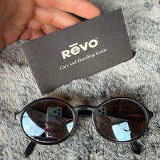 Revo Vintage 1990s Matte Black Oval Sunglasses Brown Lens Retro Unisex