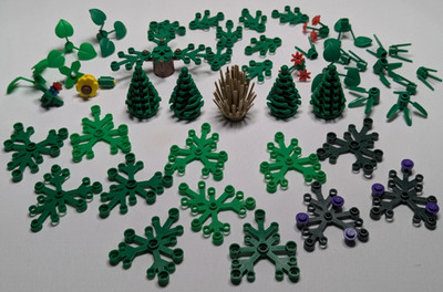 LEGO Lot of  Spruce Trees Tan Prickly Bush Flowers Leaves Plants Shrubs Parts