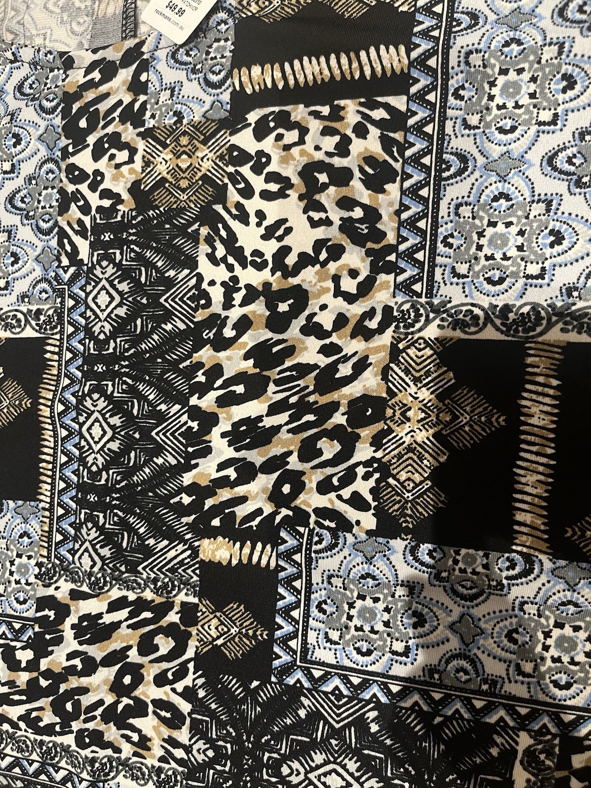 ROCKMANS Patchwork Print Eyelet Split Sleeve Cold… - image 14