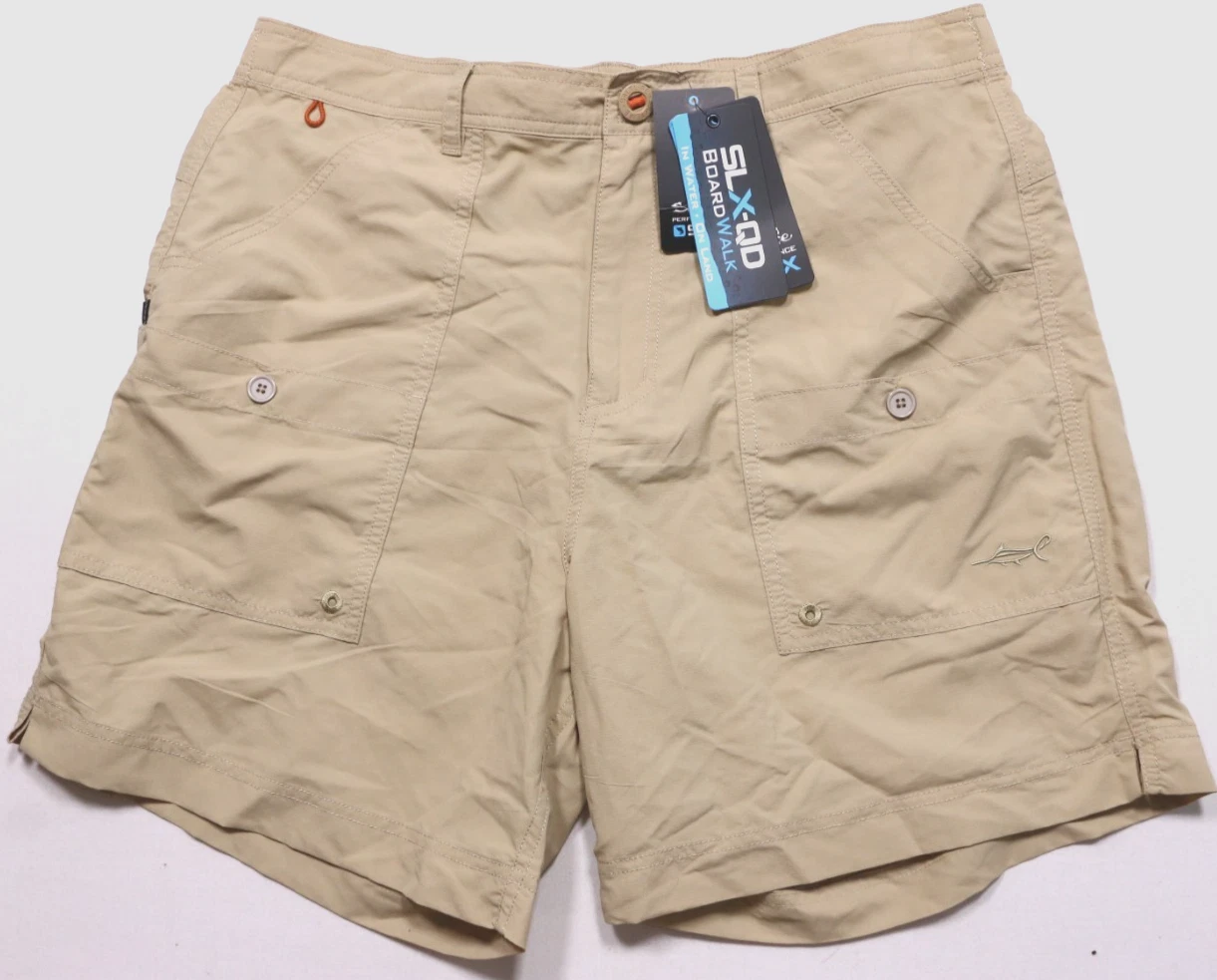Salt Life SLX-QD Performance Boardwalk Shorts XL Safari Khakis Ultra Light Nylon