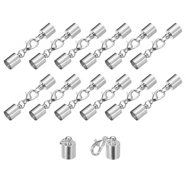 20 SäTze Lederkordel-Endkappen Passend FüR 6,3 Mm Kordeln, Rhodium-OberfläChe-image