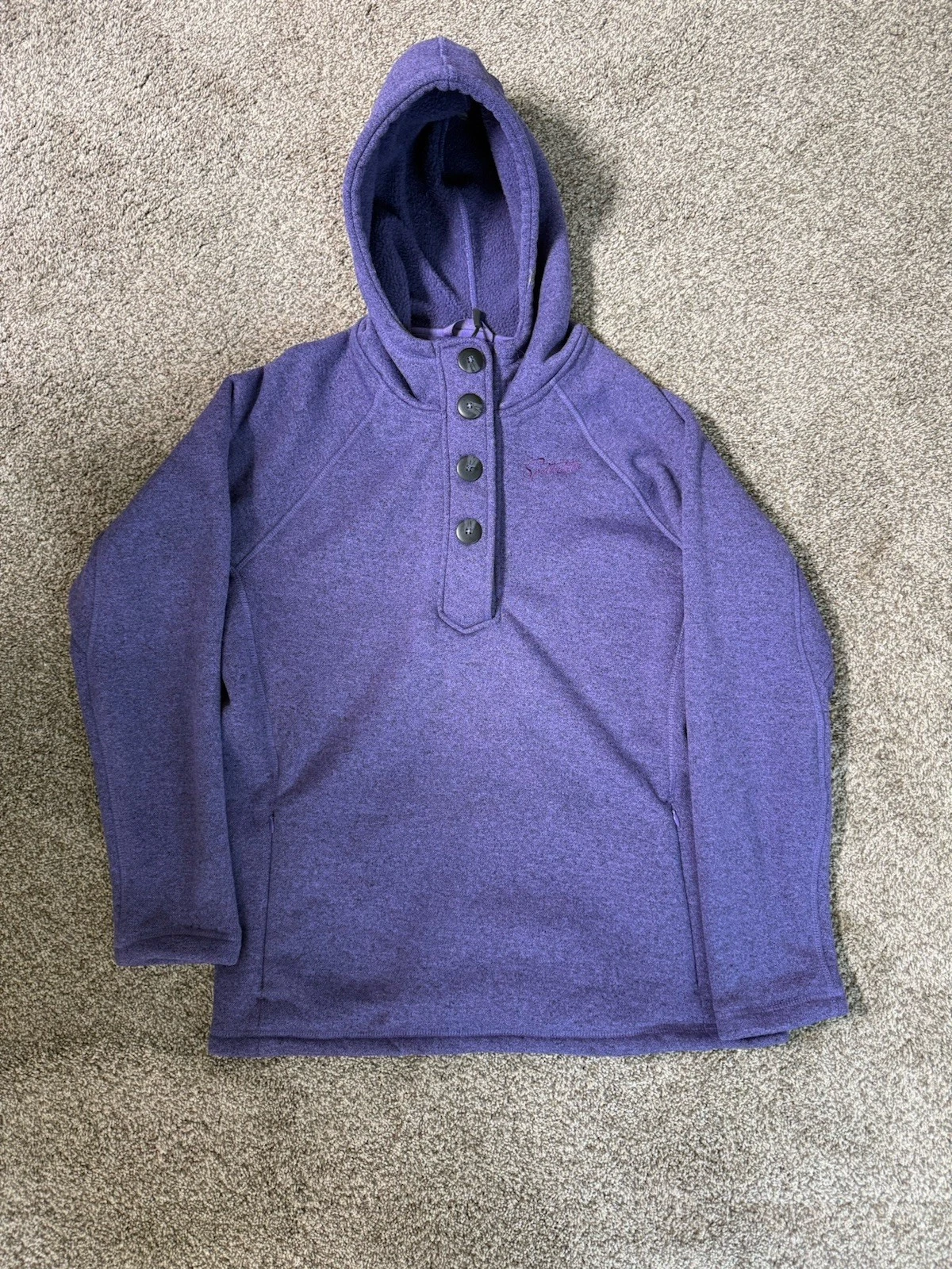 Women's Sportscaster Hoodie Purple Size 1X Zipper - False Button Closure