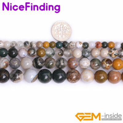 Natural Ocean Agate Multicolor Beads Round For Jewelry Making 15'' 2mm Big Hole