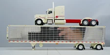 DCP 1/64 Cream Red Chrome Peterbilt 389 Utility Refrigerated Trailer 60-1736