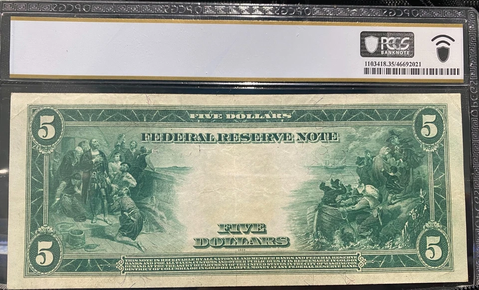 1914 5$ Federal Reserve Note - Philly - PCGS Choice VF-35 -  Fr. 854 Blue Seal - Image 2 of 2