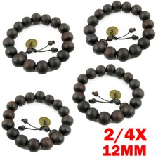 2/4X 12MM Wooden Men's Buddha Buddhist Prayer Beads Tibet For Mala Bracelet US