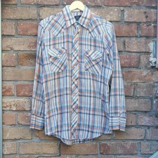 True Vintage 70s Sears Western Pearl Snap Button Shirt Size M 15-15