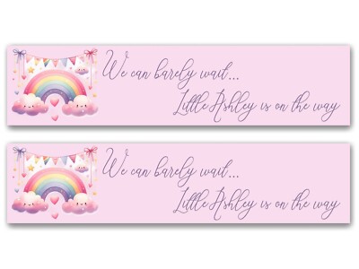 2 x personalisierte Banner Baby unterwegs Neugeborenes - beliebiger Name, Alter und Anlass