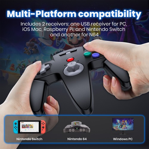 Wireless N64 Controller for N64/ Nintendo Switch PC Mac Win w/ USB& N64 Receiver - Picture 16 of 30