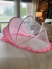 Netting Cover Bed Baby Folded Indoor Outdoor Travel Beach Flies Mosquito Pink