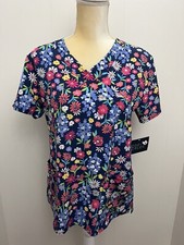 Zoe Chloe Scrub Uniform Top NWT Nurse Medical Vet Size Small Floral Flowers