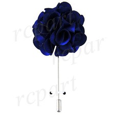 New formal Men's Suit chest brooch royal blue fabric flower lapel pin prom party