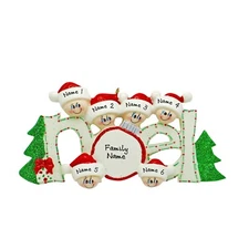PERSONALIZED New Noel Family of 6 Christmas Tree Ornament Holiday Gift
