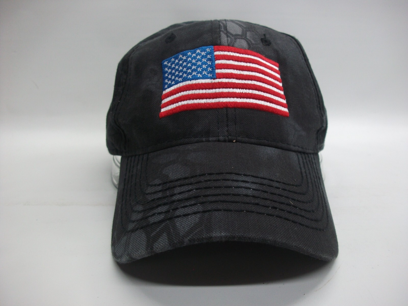 USA American Flag Hat Gray Hook Loop Baseball Cap - image 2