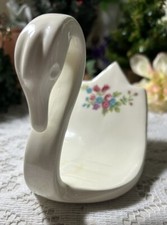 VINTAGE 86 Ceramic Glazed Swan Floral Towel Holder 6  