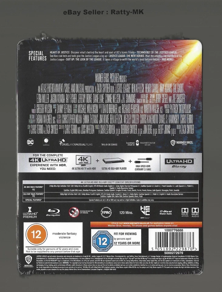 JUSTICE LEAGUE - UK EXCLUSIVE 4K UHD + BLU RAY STEELBOOK - NEW & SEALED - Image 2 of 4