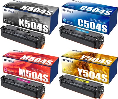 CLT-K504S CLT-504S CLT504S 4-Pack Toner Cartridge Replacement for Samsung C18...