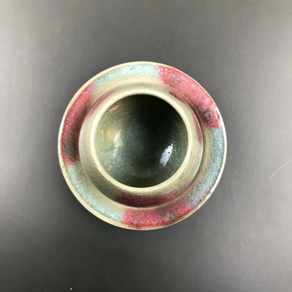 Taza de té esmaltada roja y azul horno Jun porcelana china rara 960-1279 dinastía Song Foto 2 de 4