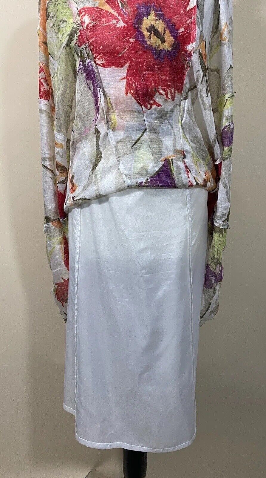Stunning Floral Linen Dress With Belt Size 12 - image 9