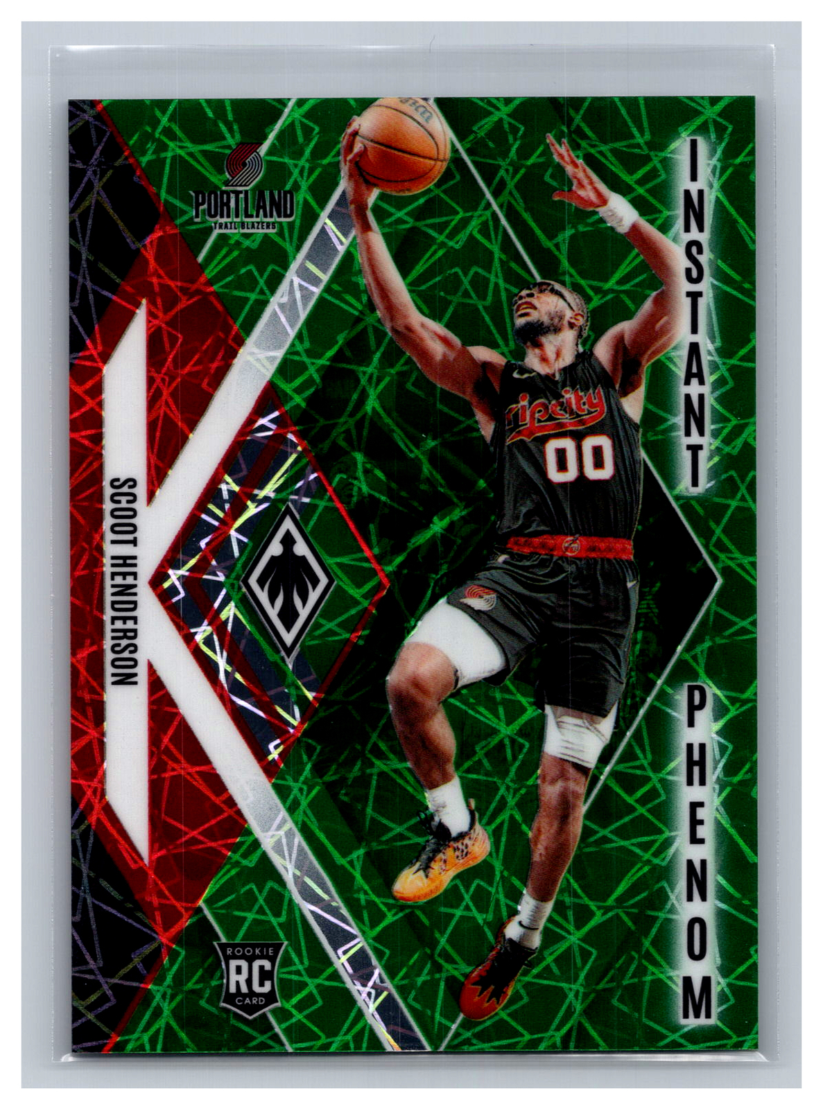 2023-24 Panini Phoenix #10 Scoot Henderson Instant Phenom Green Lazer #/175 SN