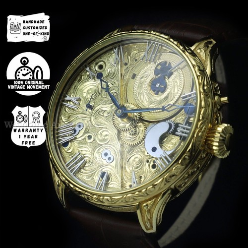 Vintage Mens Wristwatch Gold Engraving Men's Wrist Watch LeCoultre 1930's Movt