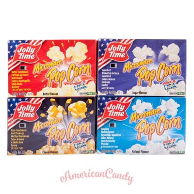 12x 100g Jolly Time Mikrowellen Popcorn  4 verschiedene Sorten  (24,16 /kg)
