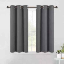 NICETOWN Grey Kitchen Blackout Short Curtain w/ Grommet 52"W x24"L - 2 PANELS