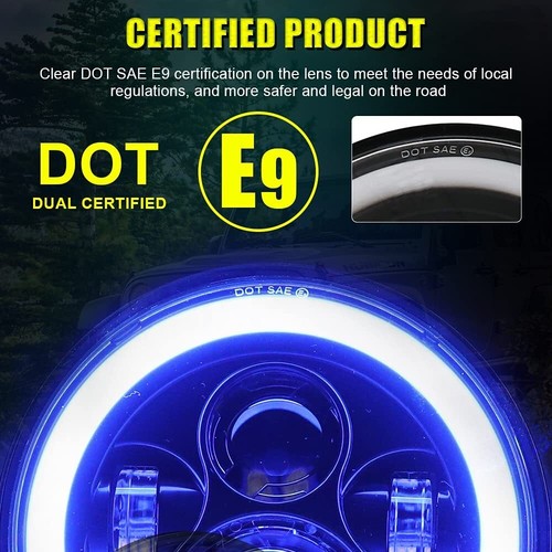 2x Fit Plymouth Barracuda Cuda Duster 340 7" LED Headlights Blue Halo Hi/Lo Beam - Picture 10 of 13