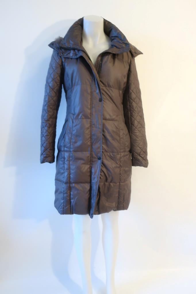 Womens Marc New York Andrew Marc Gray Coyote Fur Hooded Zip Snap