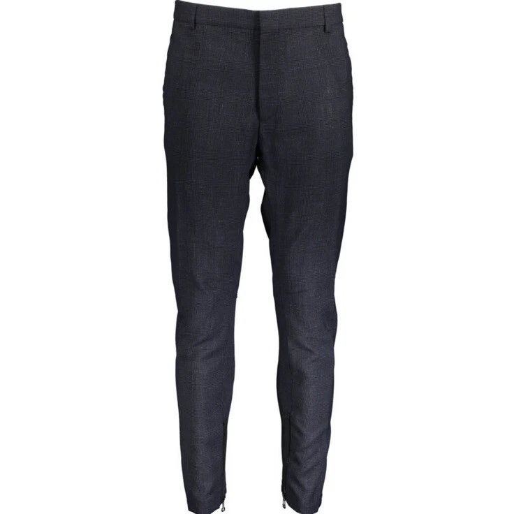Lanvin — £695 LANVIN Paris Designer Navy Wool Patterned Biker Trousers