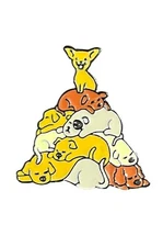 Dog Love Stacked Napping Dogs  Enamel Finish Metal Pin
