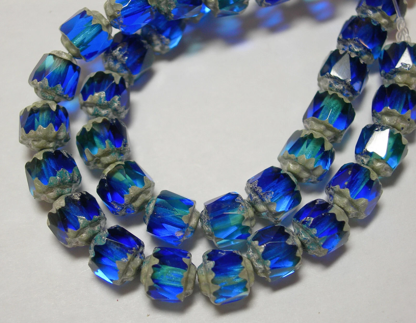 20 Beautiful Blue Aqua Blend with Silver Cathedral Czech Glass 6mm beads