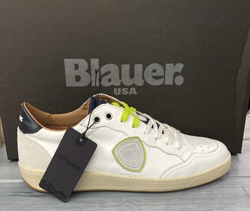 BLUE men's shoe WHITE NAVY leather size Eu 42 BLR10