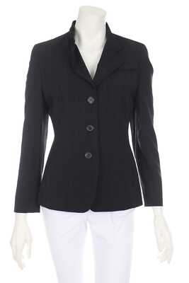 AKRIS punto Blazer Wool Leather Details D 36 charcoal