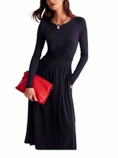 BODEN Thea Long Sleeve Midi Dress with Pockets Stretch Black Women’s Size 8R