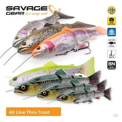 Savage Gear 4D Line Thru Trout Swim Baits / Lures - Pike Zander Salmon  Fishing | eBay