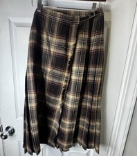 Vintage Scottish Plaid Wool Kilt Skirt Pleated Preppy Dark Academia Cottagecore